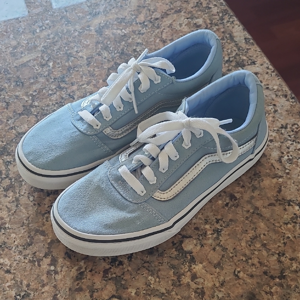 Vans Kids Light Blue and White Sneakers